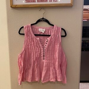 Anthropologie Rose Button-Front Blouse Linen